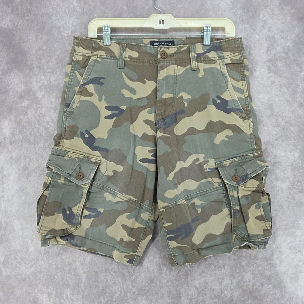 American Eagle Classic Camo Cargo Shorts Mens 30 Extreme Flex Stretch Fits 34